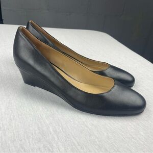 Naturalizer Women’s Pilar Leather Round Toe Wedge Heel Black Womens Size 9